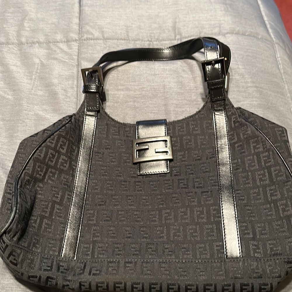 Fendi barely used.  Small scratch on strap.  Small discoloration on bottom left
